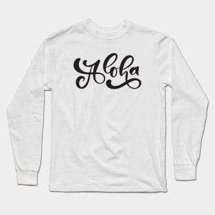 Hawaii / Aloha lettering / Black Long Sleeve T-Shirt